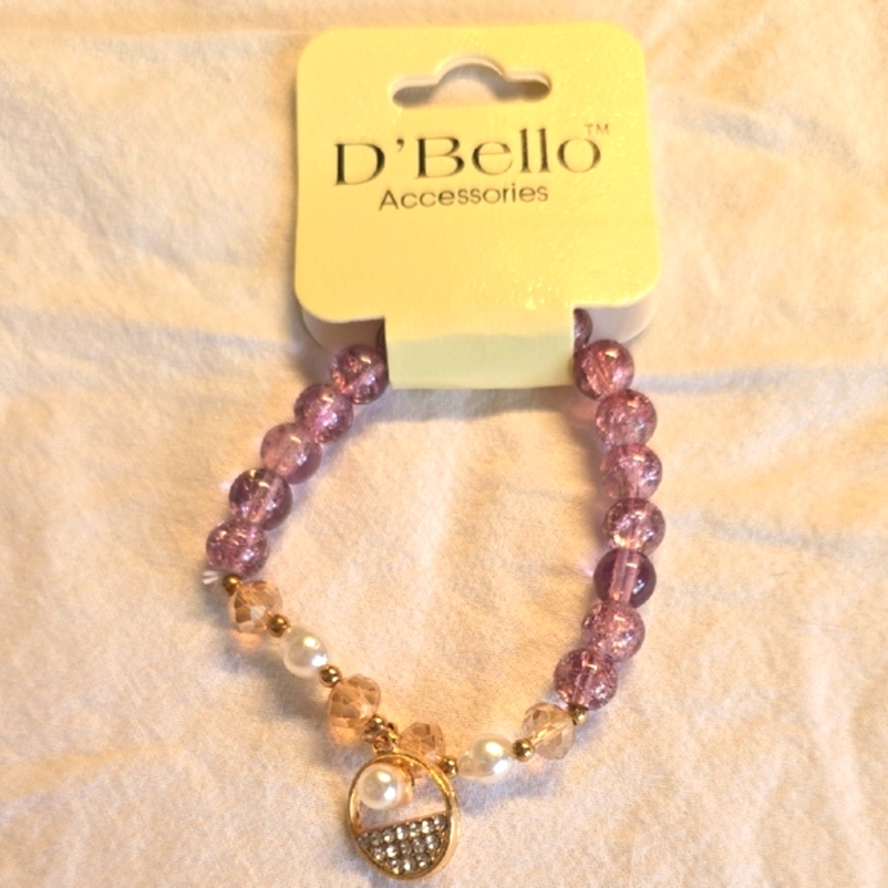 Purple and Gold Beaded Bracelet
